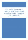 Test Bank Psychiatric Mental Health Nursing 9th Edition By Videbeck (All Chapters)
