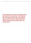 FUNDAMENTAL OF HUMAN RESOURCE MANAGENT TEST BANK /TEST BANK  HUMAN RESOURCES MANAGEMENT REAL EXAM LATEST 2023-2024 WITH SIMILAR QUESTION EXPECTED  ON YOUR TEST.  