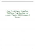 Excel Crash Course Exam from Wall Street Prep Questions and Answers Finance 4201 Guaranteed Success