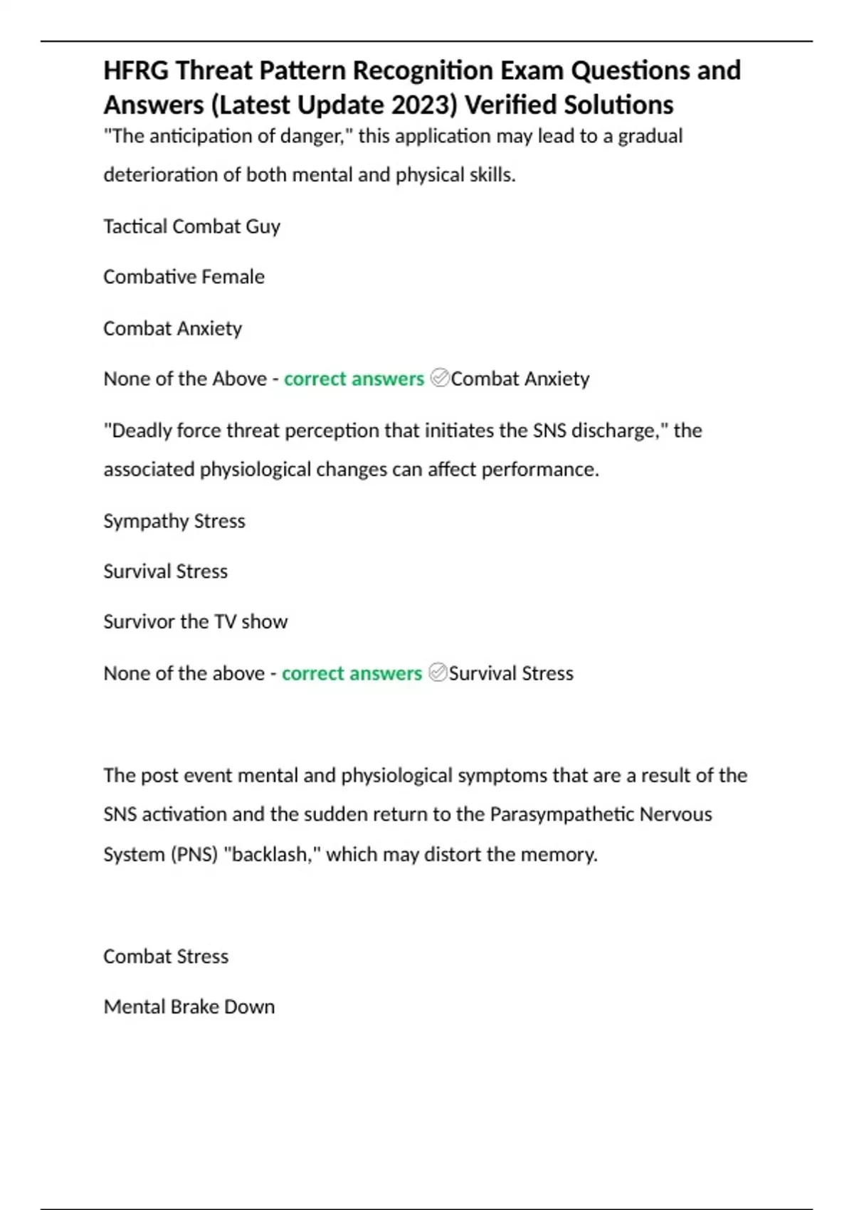 searching for answers: expert pattern recognition and... HFRG Threat Pattern Recognition Exam Questions and Answers (Latest ...