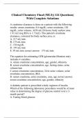 Clinical Chemistry Final (MLS)| 124 Questions| With Complete Solutions