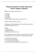 Clinical Chemistry Practice Questions With Complete Solutions