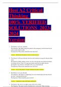 Hesi A2 Critical Thinking 100% VERIFIED SOLUTIONS 2023- 2024 Version