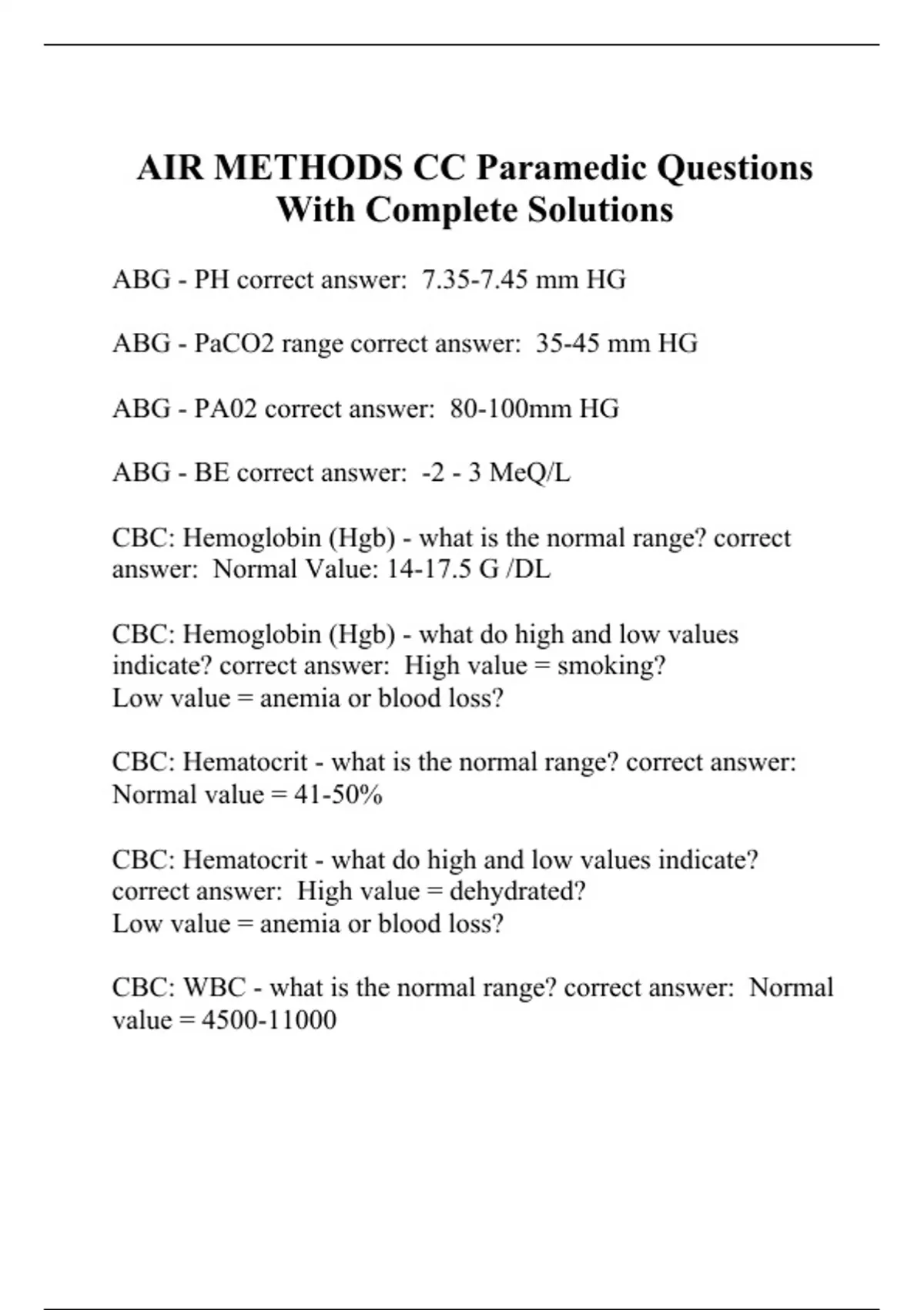 AIR METHODS TESTS COMPILATION BUNDLE Stuvia US