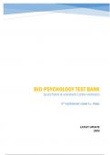 BIO-PSYCHOLOGY TEST BANK EXAM 9TH EDITION BY JOHN P. J. PINEL | QUESTIONS & ANSWERS (RATED 97%) | 100% VERIFIED LATEST UPDATE 2023