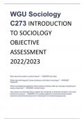 WGU Sociology  C273 INTRODUCTION  TO SOCIOLOGY  OBJECTIVE  ASSESSMENT  2022/2023