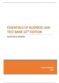 ESSENTIALS OF BUSINESS LAW TEST BANK 10TH EDITION - QUESTIONS & ANSWERS WITH EXPLANATIONS &lpar;RATED A&plus;&rpar; LATEST VERSION 2023