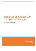 ESSENTIALS OF BUSINESS LAW TEST BANK 10TH EDITION | QUESTIONS & EXPLAINED ANSWERS (SCORED 96%) LATEST VERSION 2023
