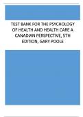 Test Bank for The Psychology of Health and Health Care A Canadian Perspective, 5th Edition, Gary Poole, Deborah Hunt Matheson, David N. Cox