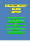 Test Bank Human Physiology 16th Edition By Stuart Fox |Complete Chapter 1 - 20 | 100 % Verified