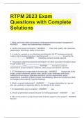  RTPM 2023 Exam Questions with Complete Solutions 
