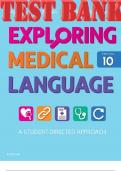 TEST BANK for Exploring Medical Language: A Student-Directed Approach 10th Edition by Myrna LaFleur Brooks and Danielle LaFleur Brooks. ISBN 9780323396455, ISBN: 9780323415750. ( All 16 Chapters)