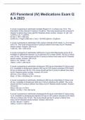 ATI Parenteral &lpar;IV&rpar; Medications Exam Q & A 2023