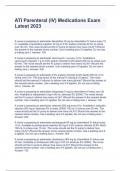ATI Parenteral &lpar;IV&rpar; Medications Exam Latest 2023