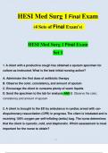 HESI Med Surg 1 Final Exam (4 Sets of Final Exam’s) Qs & As (2023 / 2024) (Verified Answers)