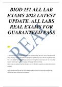 BIOD 151 ALL LAB  EXAMS 2023 LATEST  UPDATE. ALL LABS  REAL EXAMS FOR  GUARANTEED PASS