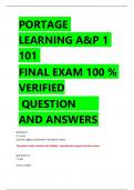 PORTAGE  LEARNING A&P 1  101 FINAL EXAM 100 % VERIFIED QUESTION  AND ANSWERS