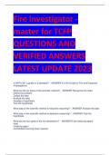Fire Investigator - master for TCFP QUESTIONS AND  VERIFIED ANSWERS  LATEST UPDATE 2023