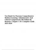 Test Bank For Pearsons Comprehensive Medical Assisting: Administrative And Clinical Competencies 4th Edition By Nina Beaman | Chapter 1-59 | Complete Guide 2023-2024