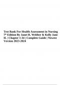Test Bank For Health Assessment in Nursing 7 th Edition By Janet R. Webber & Kelly Jane H. | Chapter 1-34 | Complete Guide | Newest Version 2023-2024