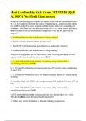 Hesi Leadership Exit Exam 2023/2024 (Q & A, 100% Verified) Guaranteed
