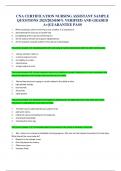 CNA CERTIFICATION NURSING ASSISTANT SAMPLE QUESTIONS 2023&sol;2024100&percnt; VERIFIED AND GRADED A&plus;&vert;GUARANTEE PASS