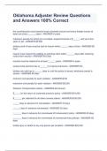 Oklahoma Adjuster Review Questions and Answers 100&percnt; Correct