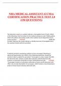 NHA MEDICAL ASSISTANT (CCMA) CERTIFICATION PRACTICE TEST 2.0 (150 QUESTIONS)