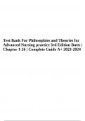 Test Bank For Philosophies and Theories for Advanced Nursing practice 3rd Edition Butts | Chapter 1-26 | Complete Guide A+ 2023-2024