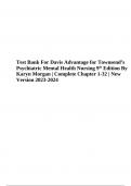 Test Bank For Davis Advantage for Townsend’s Psychiatric Mental Health Nursing 9th Edition By Karyn Morgan | Complete Chapter 1-32 | New Version 2023-2024