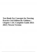 Test Bank For Concepts for Nursing Practice 3rd Edition By Giddens | Chapter 1-26 | Complete Guide 2023- 2024 | Newest Version