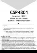 CSP4801 Assignment 5 (ANSWERS) 2023 () - DISTINCTION GUARANTEED