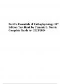 Porth's Essentials of Pathophysiology 10th Edition Test Bank by Tommie L. Norris Complete Guide A+ 2023/2024
