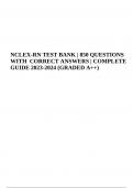 NCLEX-RN TEST BANK | 850 QUESTIONS WITH CORRECT ANSWERS | COMPLETE GUIDE 2023-2024 (GRADED A++) 