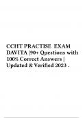 CCHT PRACTISE EXAM DAVITA &vert;90&plus; Questions with 100&percnt; Correct Answers &vert; Updated & Verified 2023 &period;