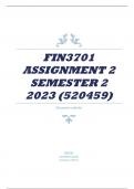 FIN3701 ASSIGNMENT 2 SEMESTER 2 2023 (520459)