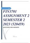 FIN3701 ASSIGNMENT 2 SEMESTER 2 2023 (520459)