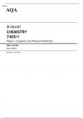 AQA A-level CHEMISTRY Paper 1 JUNE 2023 MARK SCHEME: Inorganic and Physical Chemistry