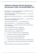 Oklahoma Adjuster Review Questions and Answers 100&percnt; Correct&lpar;SCORED A&plus;&rpar;