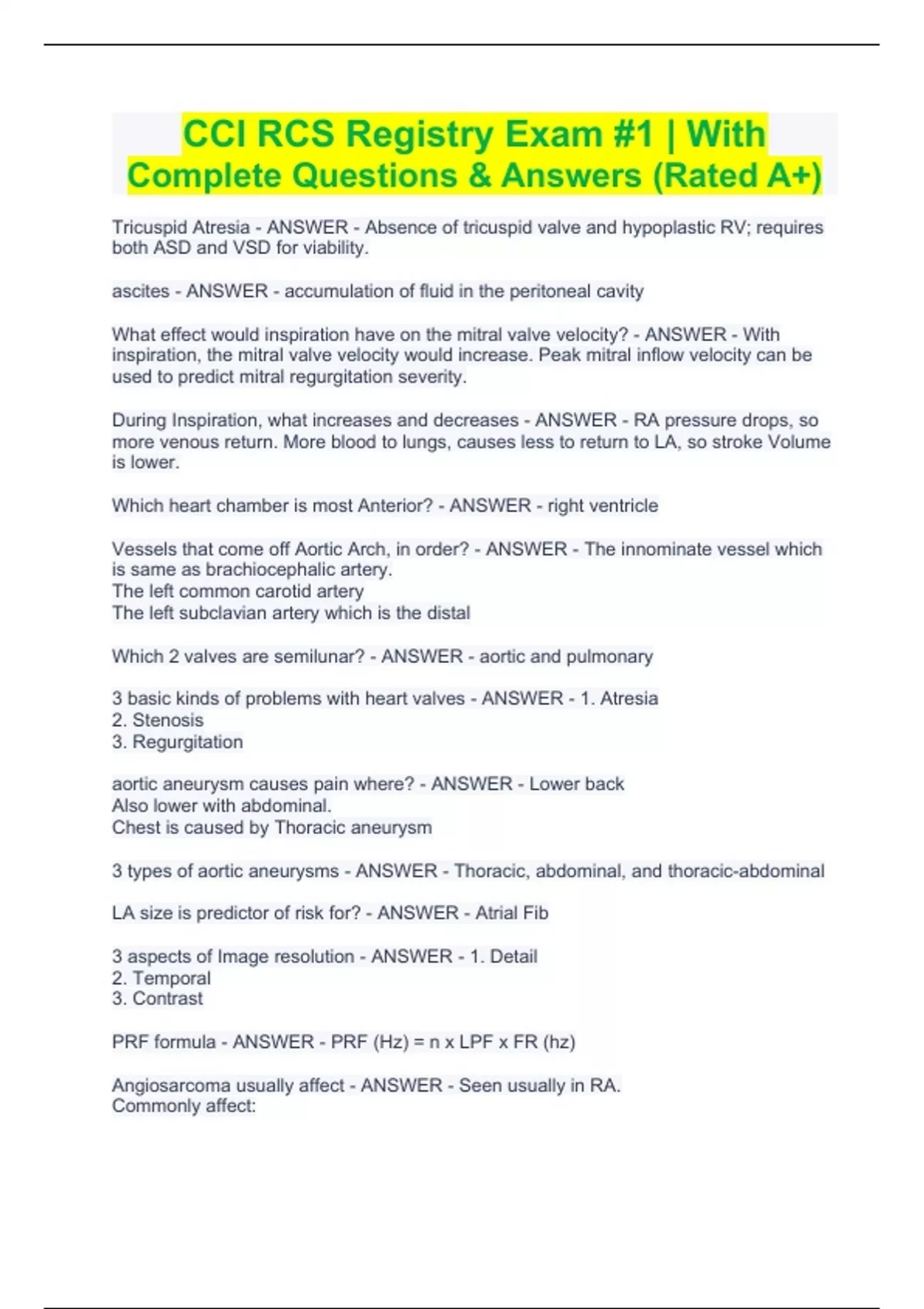 CCI (RCS & URR) Registry & Physics of Ultrasound Exam BUNDLE With