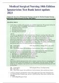 Medical Surgical Nursing 10th Edition Ignatavicius Test Bank latest update 2023 Chapter 01&colon; Overview of Professional Nursing Concepts for Medical-Surgical Nursing Ignatavicius&colon; Medical-Surgical Nursing&comma; 10th Edition MULTIPLE CHOICE 1&period; A new nurse is worki