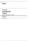 AQA A-level PSYCHOLOGY Paper 2 JUNE 2023 MARK SCHEME: Psychology in context