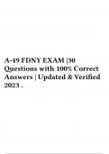 A-49 FDNY EXAM |30 Questions with 100% Correct Answers | Updated & Verified 2023 .