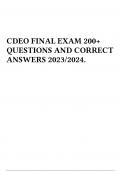CDEO FINAL EXAM 200+ QUESTIONS AND CORRECT ANSWERS 2023/2024.