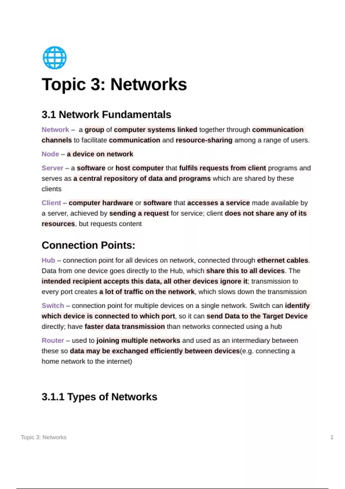 Class notes IB Computer Science SL: Topic 3: Networks - IB Computer ...