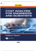 Cost Analysis for Engineers and Scientists-Manufacturing and Production Engineering 1st Edition by Fariborz Tayyari  - Complete, Elaborated and Latest -Test Bank ALL Chapters included.