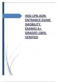 HESI LPN-ADN ENTRANCE EXAM (MOBILITY EXAMS) RATED A+