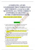 (COMPLETE) ATI RN LEADERSHIP PROCTORED EXAM 2019 VERSION 1, 2,3,4,5 & 6 (420 QUESTIONS ALL WITH CORRECT ANSWERS)| GUARANTEE A+ SCORE |VERIFIED|TEST BANK FINAL EXAM 2023 LATEST UPDATE VERSION 1