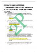 2023 ATI RN PROCTORED  COMPREHENSIVE PREDICTOR FORM  A 180 QUESTIONS WITH ANSWERS  (RATED A+)