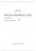 MTE1501 ASSIGNMENT 4 2023-year module 